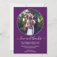 Moderne elegante Round Foto Frame Lila Hochzeit