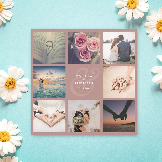 Moderne elegante rustikale Rosa-Fotocollage Hochze Save The Date (Von Creator hochgeladen)