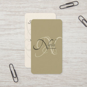 Moderne elegante Sage Green Monogram Nail Artist Visitenkarte