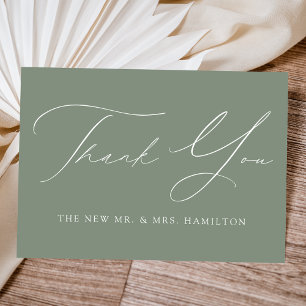 Moderne Elegante Sage Green Wedding Dankeskarte