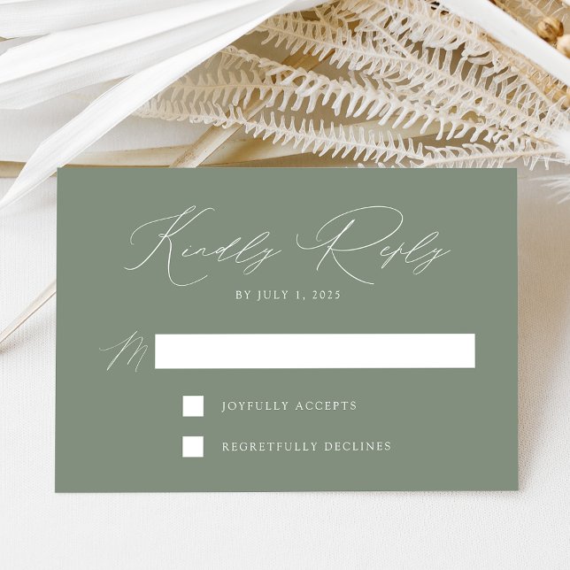 Moderne Elegante Sage Green Wedding RSVP Karte (Von Creator hochgeladen)