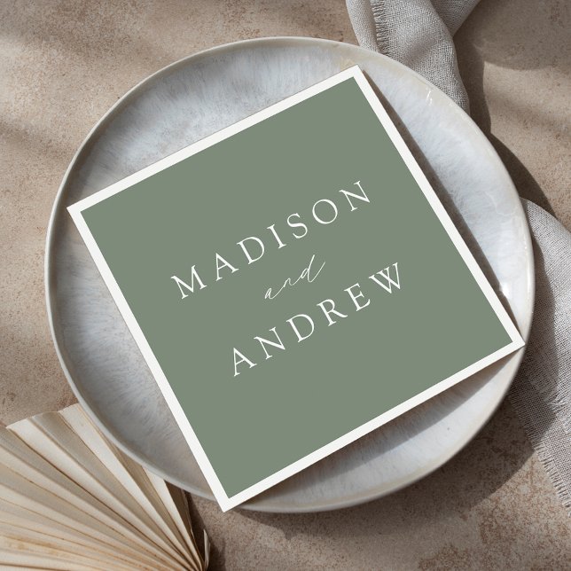 Moderne Elegante Sage Green Wedding Serviette (Von Creator hochgeladen)