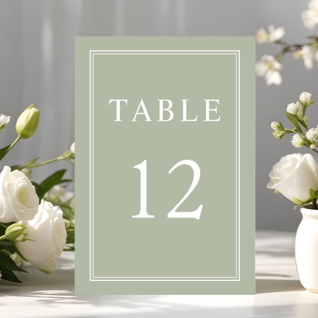 Moderne Elegante Sage Green Wedding Tischnummer (Modern Elegant Sage Green Wedding Table Number)