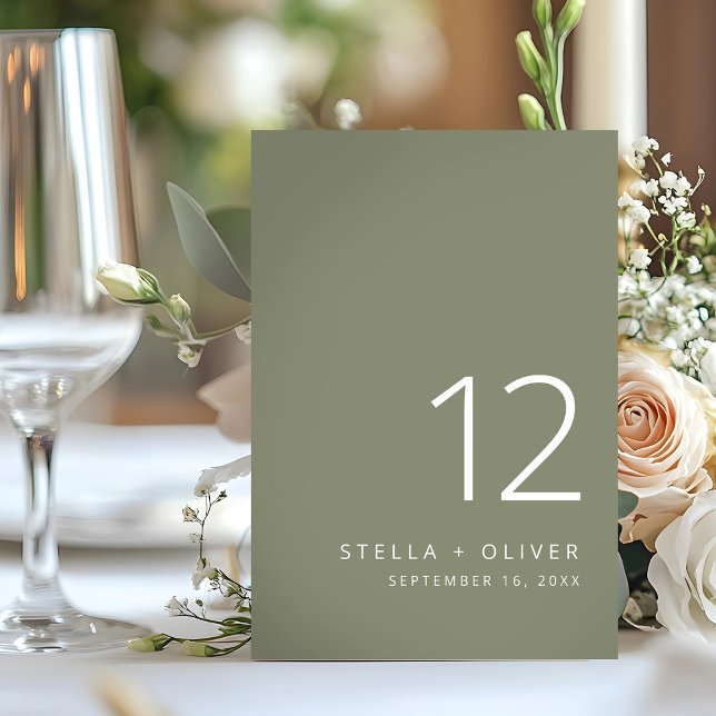 Moderne Elegante Sage Green Wedding Tischnummer (Modern Elegant Sage Green Wedding Table Number)