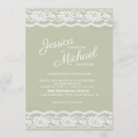 Moderne elegante Sage Green White Lace Hochzeit