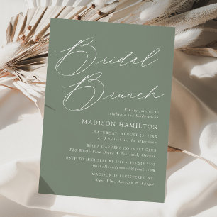 Moderne elegante Salbei-grüne Brunch-Party zur Bra Einladung