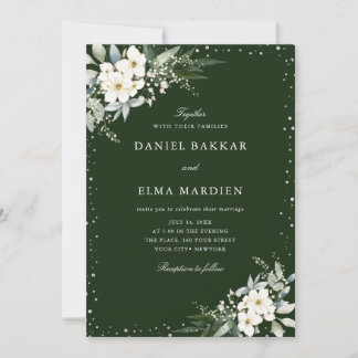 Moderne elegante salbeigrüne Boho-Floral-Hochzeit Einladung