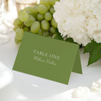 Moderne elegante Salbeigrüne Hochzeitsplatzkarte Tischnummer