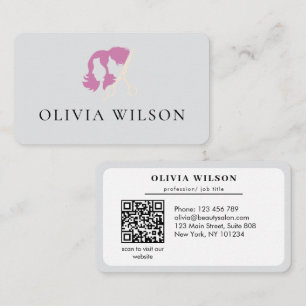Moderne elegante Salon-Initialen weißer QR-Code Visitenkarte