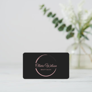 Moderne elegante Salon-Monogramm schwarzer QR-Code Visitenkarte