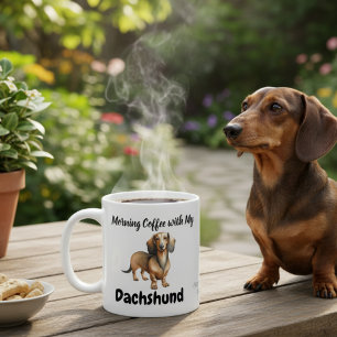 Moderne Elegante Sandbraune DACHSHUND Kaffeepause Prozellantasse