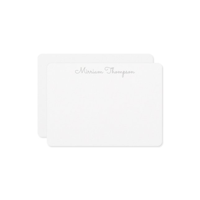 Moderne Elegante Saubere Girly Gray Name Mitteilungskarte (Vorderseite/Rückseite Beispiel)