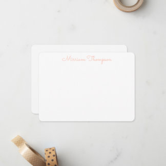 Moderne elegante saubere Mädchen Orange Name Mitteilungskarte