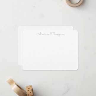 Moderne Elegante Saubere Mädchenhaft Graue Name Mitteilungskarte