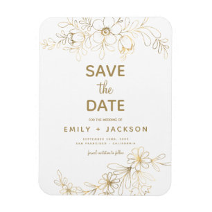Moderne Elegante Save the Date Blumenmotive Magnet