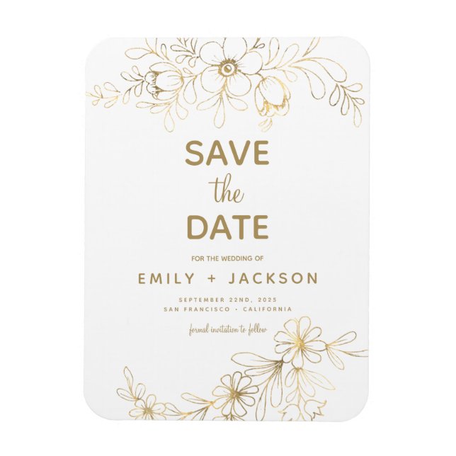 Moderne Elegante Save the Date Blumenmotive Magnet (Vertikal)