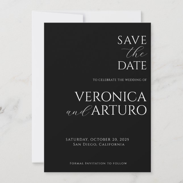 Moderne elegante Save-the-Date-Karte Save The Date (Vorderseite)