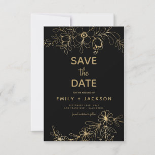 Moderne Elegante Save the Date Schwarze Gold