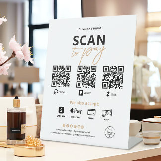 Moderne elegante Scannen-zum-Bezahlen-QR-Code Sockelschild