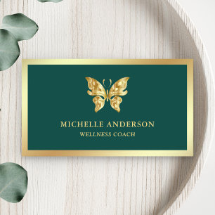 Moderne Elegante schicke grüne Goldgräber Butterfl Visitenkarte