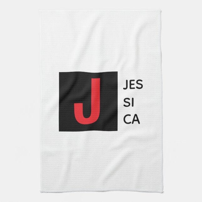 Moderne elegante schlichte professionelle Monogram Geschirrtuch (Vertikal)