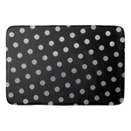Moderne elegante, schlichte schwarze Silberpolka-P Badematte
