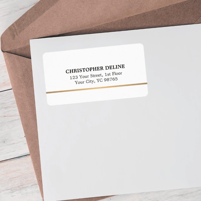 Moderne, elegante, schlichte, weiße Imitate Kupfer Adressaufkleber (Von Creator hochgeladen)