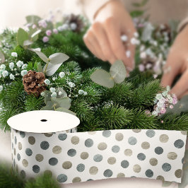 Moderne elegante, schlichte, weiße Silberpolka-Pun Satinband