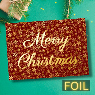 Moderne, elegante Schneeflocken Frohe Weihnachtsbu Folien Feiertagskarte