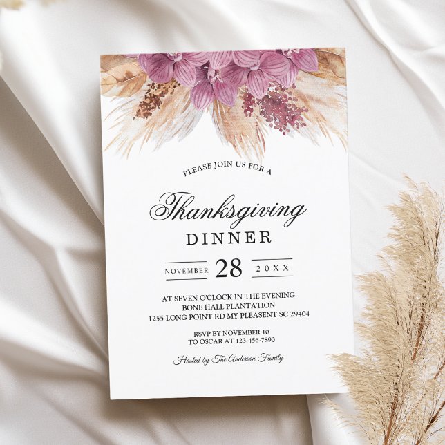 Moderne Elegante Schönheit Rosa Orchid & Pampas &  Einladung (Von Creator hochgeladen)