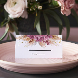 Moderne Elegante Schönheit Rosa Orchid & Pampas & Platzkarte