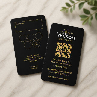Moderne elegante Schönheitssalon-Monogramm-QR-Code Visitenkarte