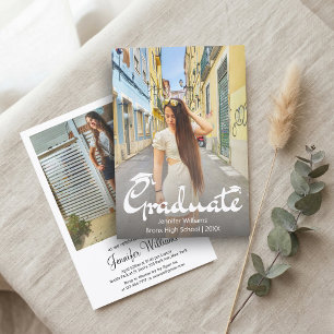 moderne elegante Schrift 2 Foto Abschlussfeier Einladung