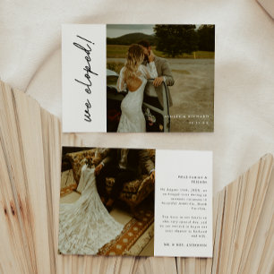 Moderne elegante Schrift 2-Foto-Hochzeit 'Wir sind Ankündigung