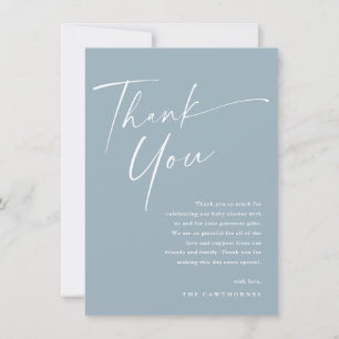 Moderne elegante Schrift Baby Shower Dankeskarte