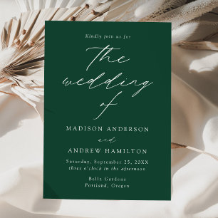 Moderne elegante Schrift Grüne Hochzeit Einladung
