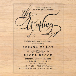 Moderne elegante Schrift Hochzeit  Acryleinladungen