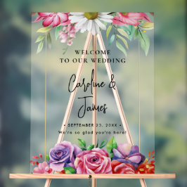 Moderne elegante Schrift Hochzeit Willkommen Acryl Acrylschild