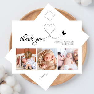 Moderne elegante Schrift Minimal 3 Foto Baby Showe Postkarte