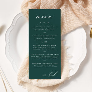 Moderne elegante Schrift Teal-Hochzeitsmenü Werbekarte