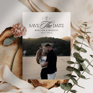 Moderne elegante Schriftart doppelseitige Foto Save The Date