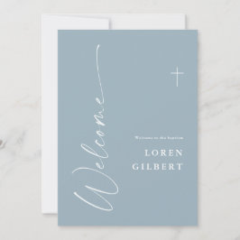 Moderne elegante Schriftart Dusty Blue Taufe Willk Einladung