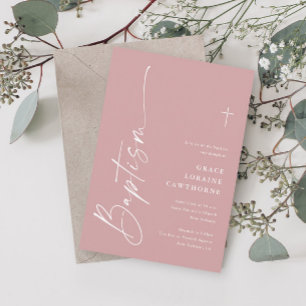 Moderne elegante Schriftart Dusty Pink Mädchen Tau Einladung