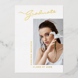 Moderne elegante Schriftart Foto   Abschlussankünd Folieneinladung
