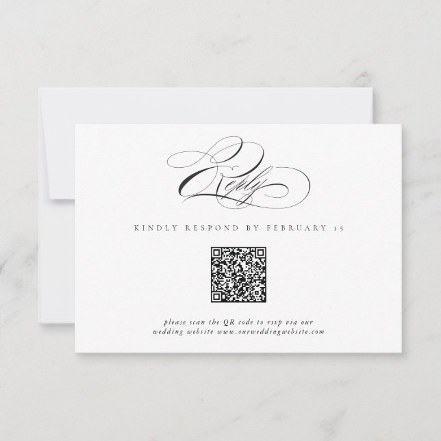 Moderne elegante Schriftart Klassischer QR-Code Ho RSVP Karte (Vorderseite)