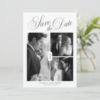 Moderne elegante Schriftfoto-Collage Save The Date