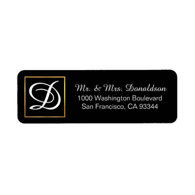 Moderne, elegante Schwarz-Gold-Rahmen-Monogramm-In (Vorne)