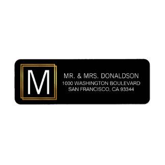 Moderne, elegante Schwarz-Gold-Rahmen-Monogramm-In