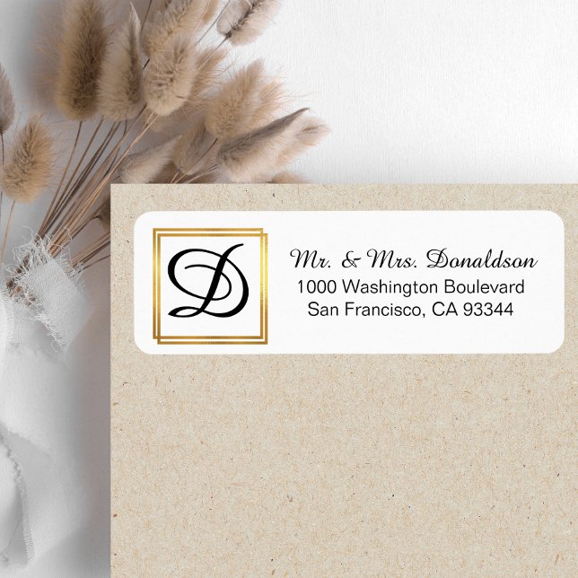 Moderne, elegante Schwarz-Gold-Rahmen-Monogramm-In (Von Creator hochgeladen)