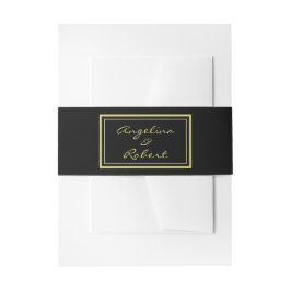Moderne elegante Schwarz-Gold-Script-Hochzeit Einladungsbanderole